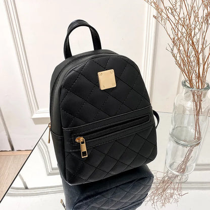 2024 K-Style Quilted Embroidered Small School Backpack for Girls - Western-Inspired Ladies' Bag