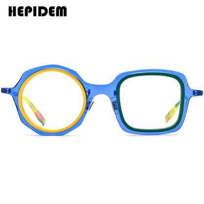 FONEX HEPIDEM Acetate Eyeglass Frames - Retro Round Vintage Eyewear for Men & Women