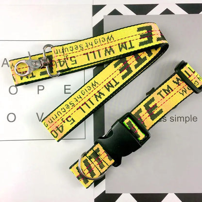Nylon Dog Collar & Harness Set – Adjustable Durable Leash, Trendy Pet Accessories for Small & Medium Dogs, Seat Belt Safe