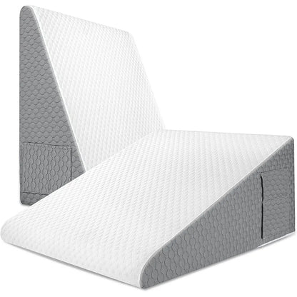 Memory Foam Wedge Pillow: Triangle Elevated Pillow for Sleeping, Acid Reflux, After Surgery - Bedside, Dormitory, Office Use