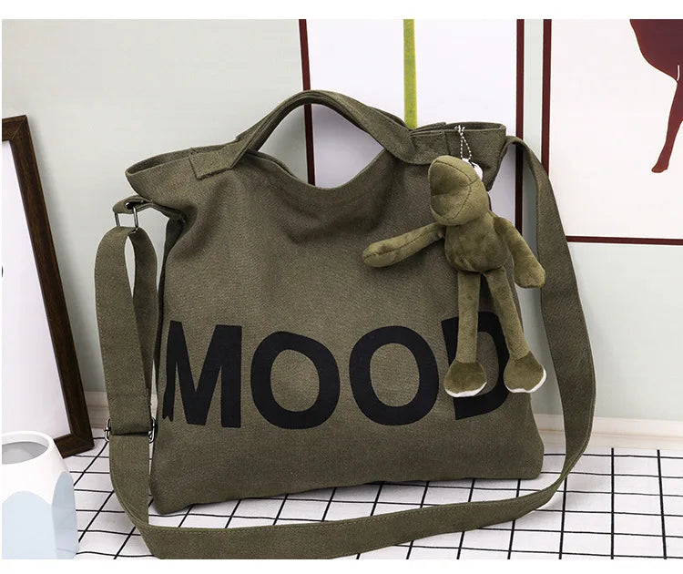 Women’s Tote Bag – Casual Canvas, Large Capacity Designer Handbag, Letters Shoulder & Crossbody Luxury Big Shopper Bag