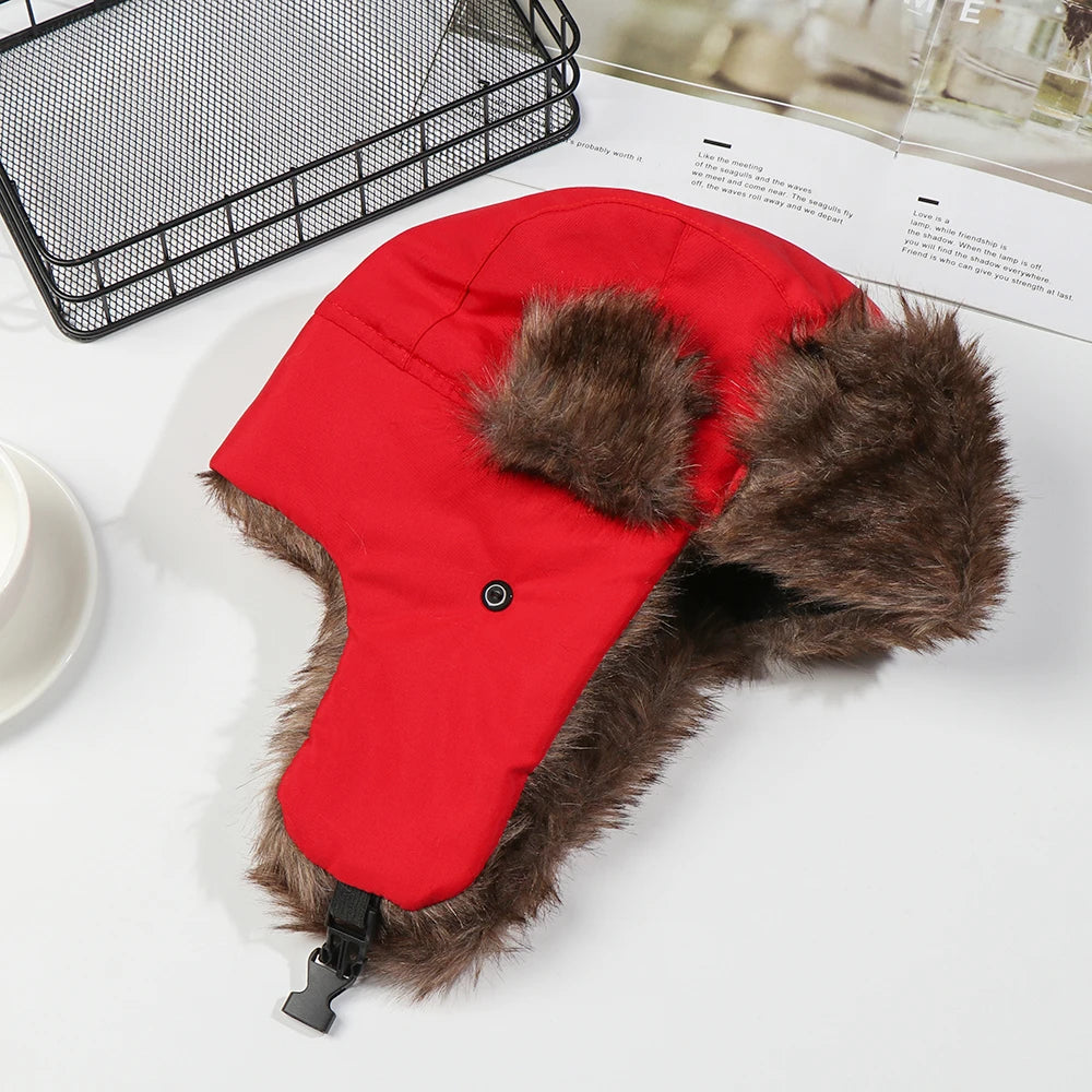 Men's and Women's Trapper Bomber Hats - Ushanka Winter Earflap Hat, Warm Plush Cap for Outdoor Sports, Skiing, Hunting, and Fishing