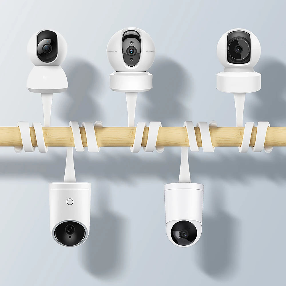 Flexible Twist IP Camera Holder Stand: Wall Mount Silica Gel Bracket for Baby Monitor - Hole-Free Crib Cradle Rod Hose Holder
