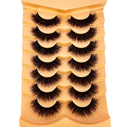 7 Pairs 3D Mink Fur False Eyelashes – Thick Short Dramatic Natural Look Makeup Lashes Wholesale