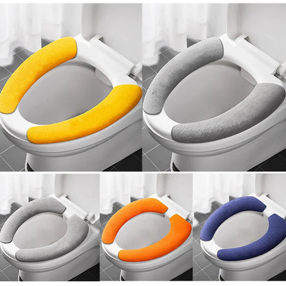 2-Pack Reusable Flannel Toilet Seat Cover Pads – Washable Warm Bathroom Seat Cushion Set