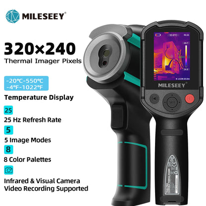 MILESEEY TR256E/B Thermal Imaging Camera - 320×240 Infrared Imager with Video Recording for Repair, PCB & Termite Detection