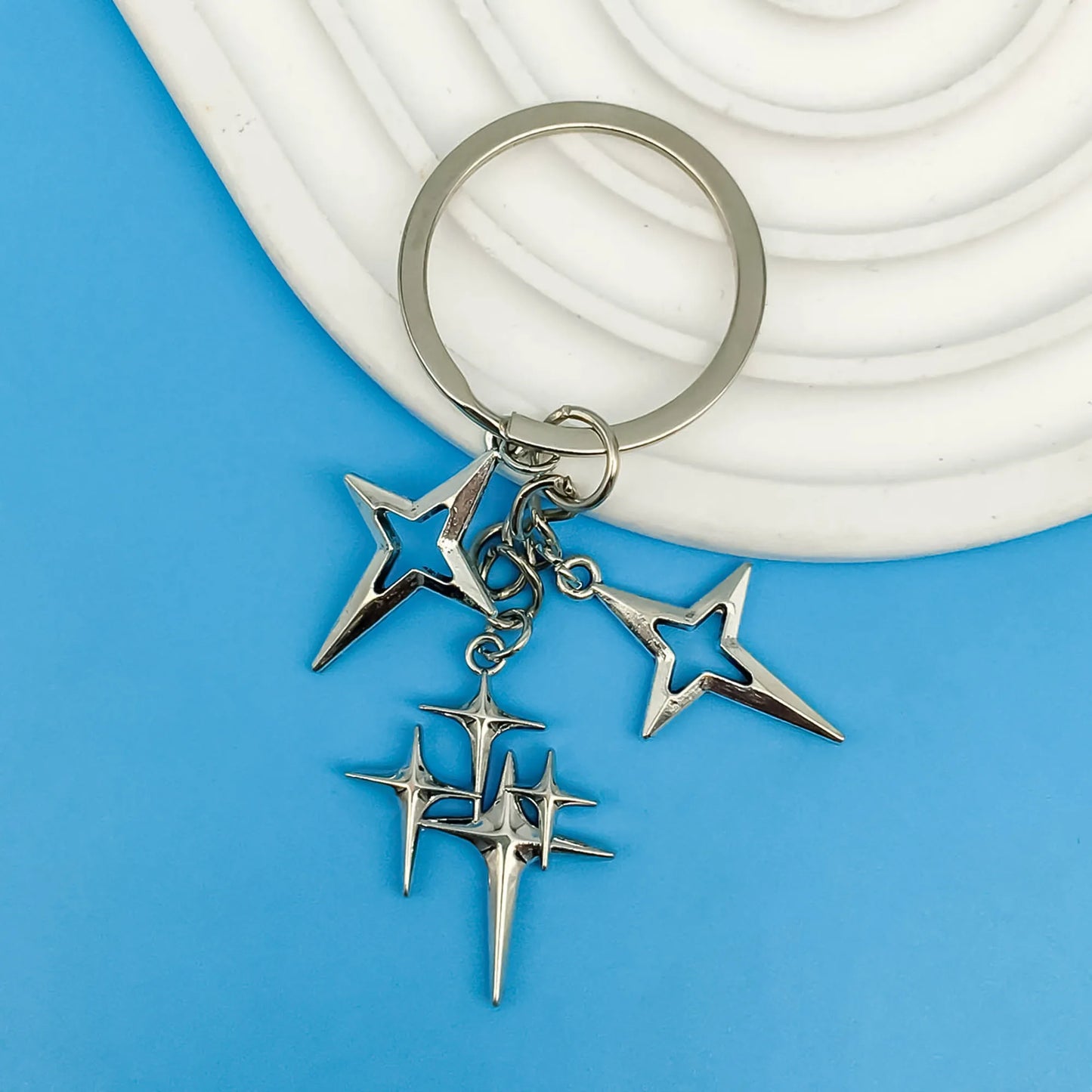 Y2K Punk Four-Pointed Star Keychain – Alloy Fashion Key Ring Bag & Backpack Charm for Women & Girls Gift Accessories