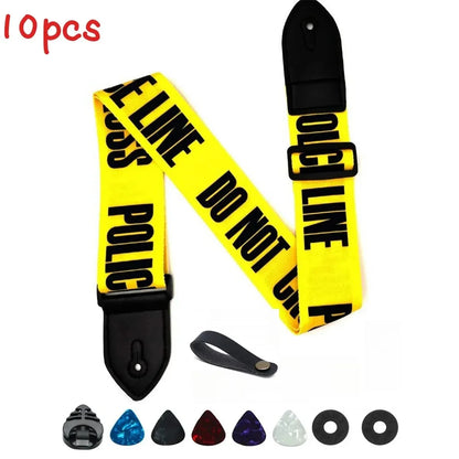 10pcs Guitar Strap Set - Fits Electric, Bass & Acoustic Guitars, Includes 5 Picks, 1 Holder & 2 Washers, Gift for Guitarists
