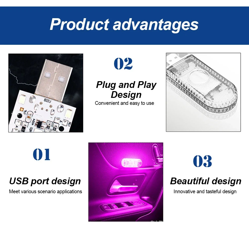 LED Car Mini Touch Light - USB Rechargeable Portable Roof Ceiling Reading & Ambient Lamp for Auto Interior Decoration