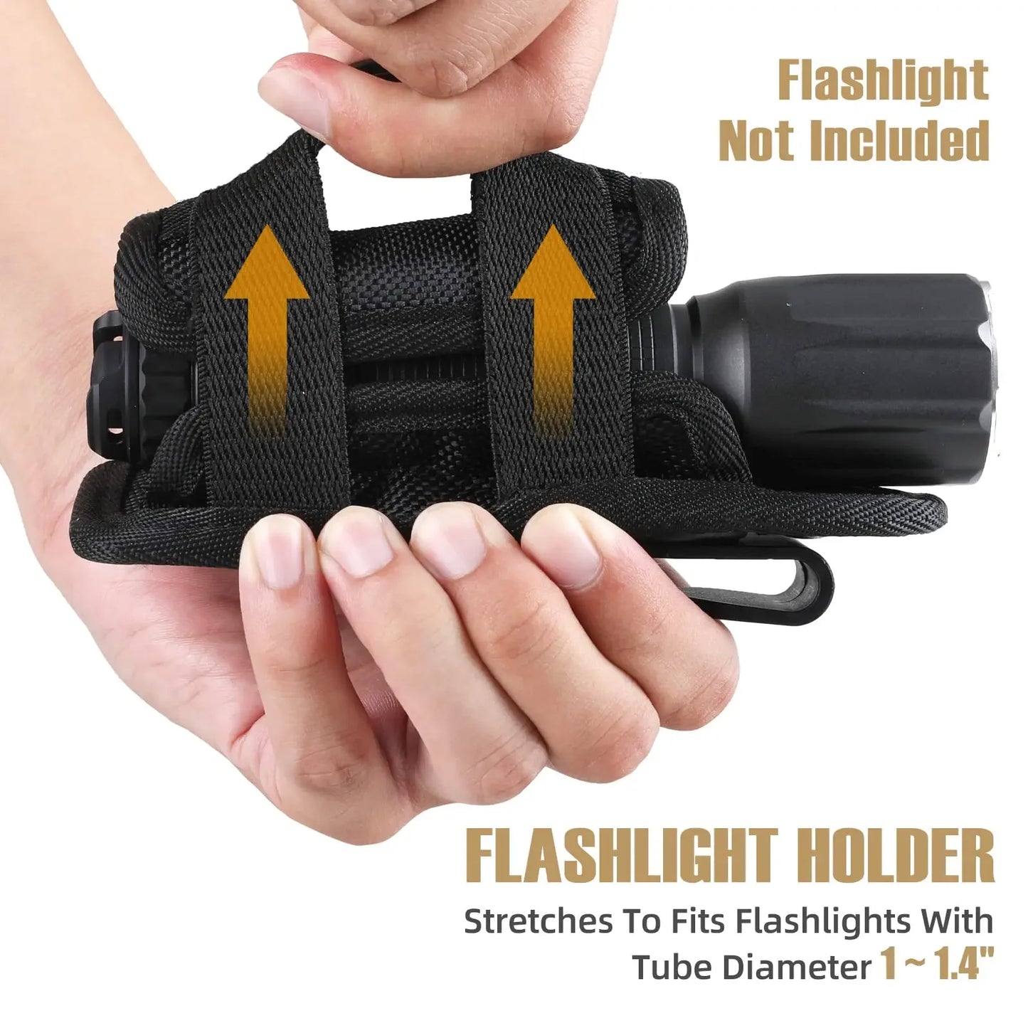 Tactical Flashlight Pouch Holster – Rotatable Belt Clip Holder with 360-Degree Carabiner Reel Clip for Torch Carrying