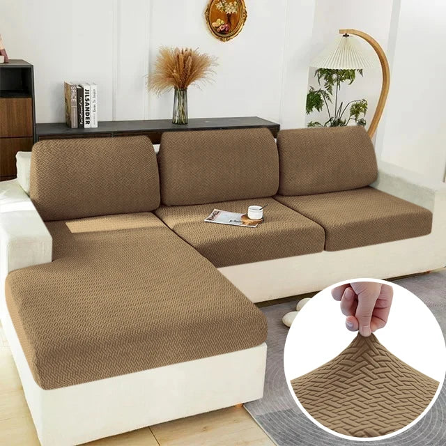 Elastic Jacquard Sofa Cover – Solid Grey Washable Seat Cushion Slipcover Furniture Protector for Sectional Living Room Sofa