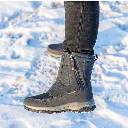 Large Winter Men’s Boots – Warm Plush Ankle High-Top Snow Boots, Sweat-Wicking Outdoor Sneakers