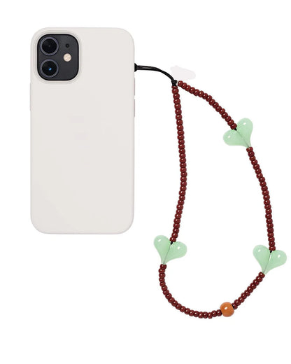 KPOP Black Matte Bead Phone Charm with Pink Heart – Style Phone Strap Lanyard Jewelry Accessory