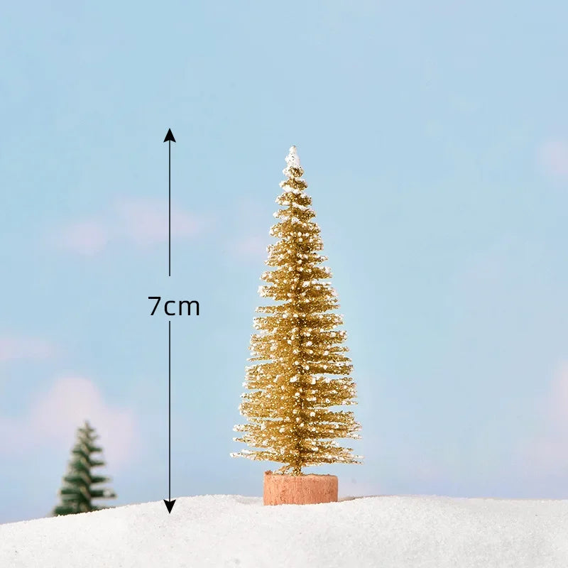 Mini Artificial Christmas Tree Figurine — Sisal, Silk & Cedar Pine for Fairy Garden, Micro Landscape & New Year Decor