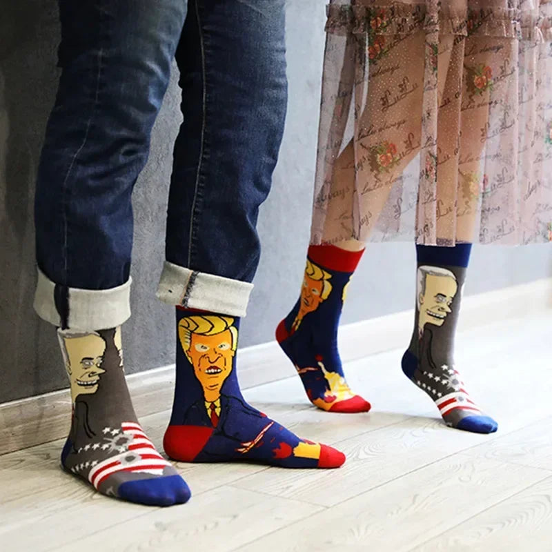 WY_New Asymmetrical Couples Mandarin Ducks Cotton Socks – Fashion Sports Colorful Medium & High Sleeve Unisex Crew Socks, Trendy Couple Gift Socks