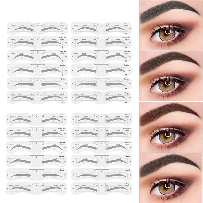 Reusable Eyebrow Stencil Set – Soft Ruler Brow Definer & Styling Template for Precise Grooming