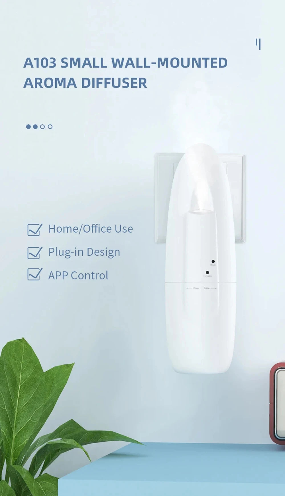 Smart Aroma Essential Oil Diffuser – Bluetooth APP Control, Plug-In Wall Scent Machine for Home & Office Air Freshening