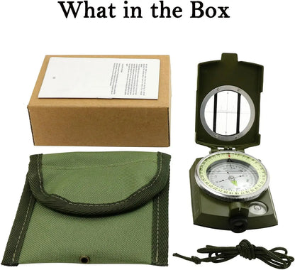Multifunctional High-Precision Military Compass — Waterproof Metal Outdoor Survival Camping Compass with Fluorescent & Geological Features