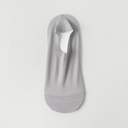 Men’s Ice Silk Mesh Socks – Hollow Breathable Summer No-Show Slippers, Silicone Non-Slip Low-Cut Boat Socks