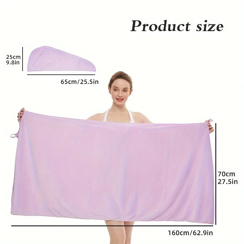 2-Piece Women’s Camisole Shower Dress — Sexy Backless, Absorbent Wearable Bath Towel Nightdress