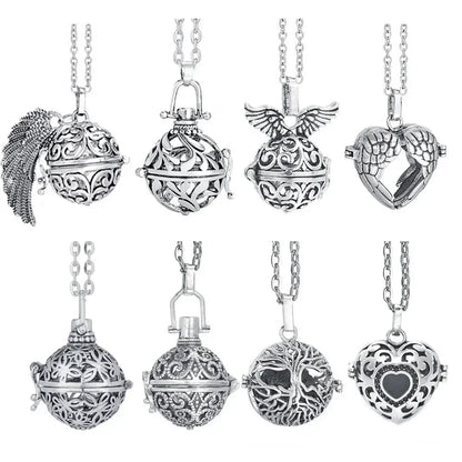 Vintage Mexico Angel Ball Chime Necklace – Antique Locket Aromatherapy Essential Oil Diffuser