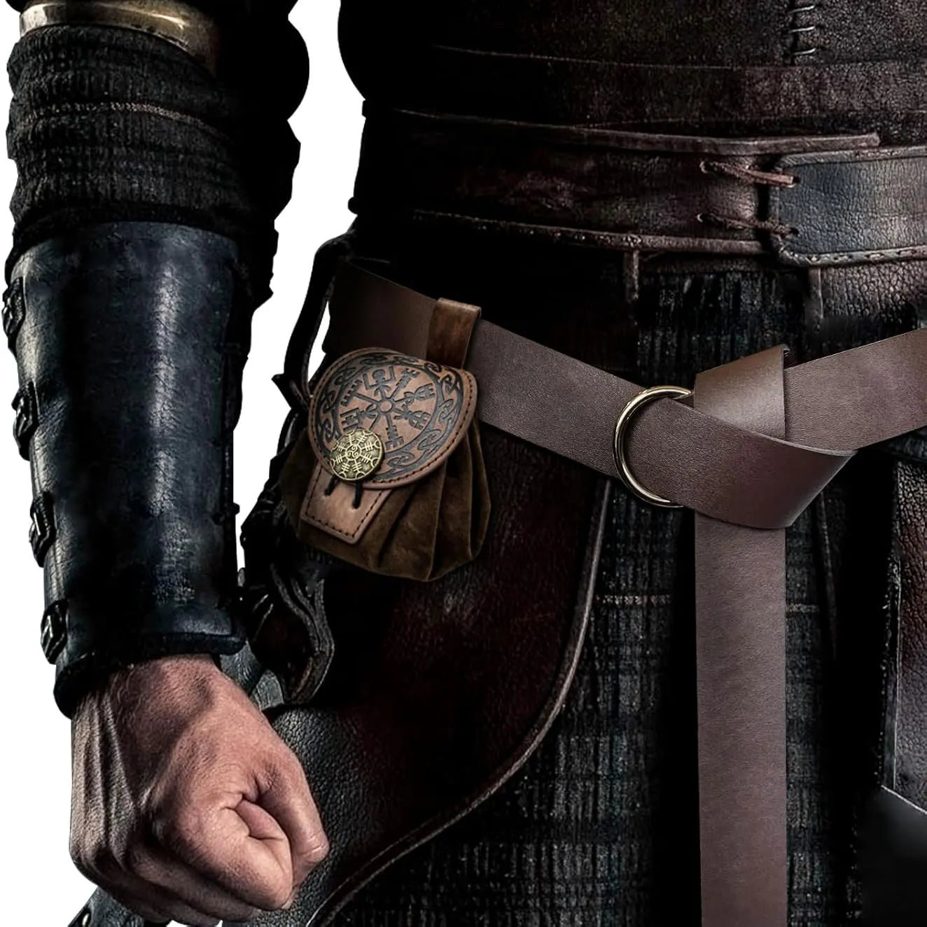 Steampunk PU Leather Fanny Pack for Men – Medieval Cosplay Waist Bag, Coin Purse, Hip Belt Bag