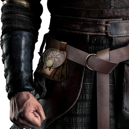 Steampunk PU Leather Fanny Pack for Men – Medieval Cosplay Waist Bag, Coin Purse, Hip Belt Bag