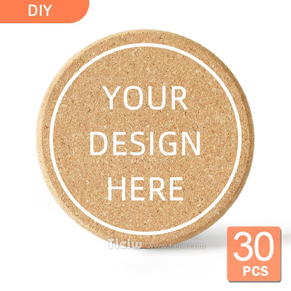 30-Piece Personalized Cork Coaster Set - Custom Tie Design Wedding Favors, Bridal Shower Gifts and Corporate Party Keepsakes