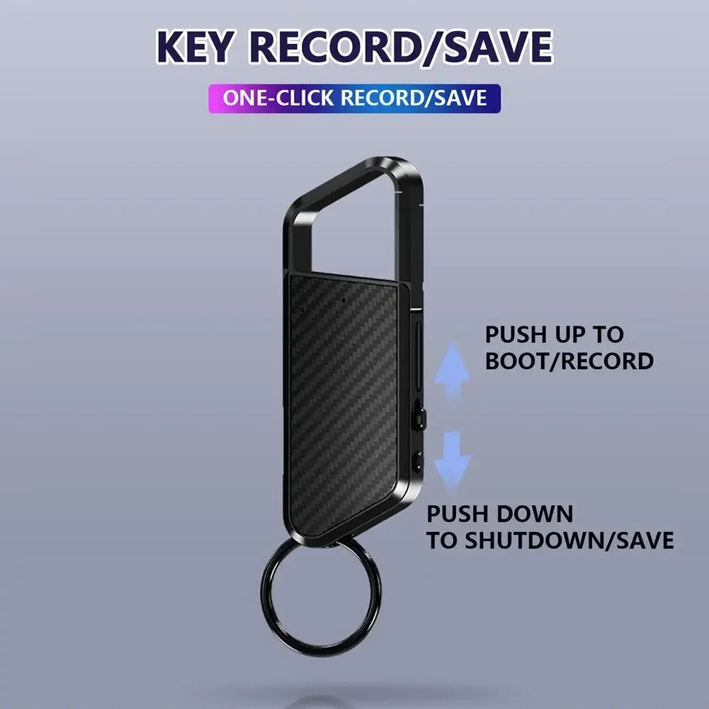 128GB Keychain Voice Recorder – Sound-Activated Mini Dictaphone with Noise Reduction, MP3 Player & Audio Recording 8-64GB