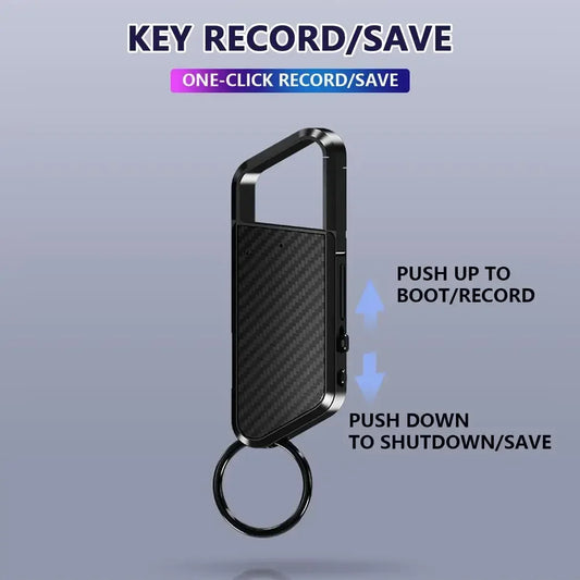 128GB Keychain Voice Recorder – Sound-Activated Mini Dictaphone with Noise Reduction, MP3 Player & Audio Recording 8-64GB