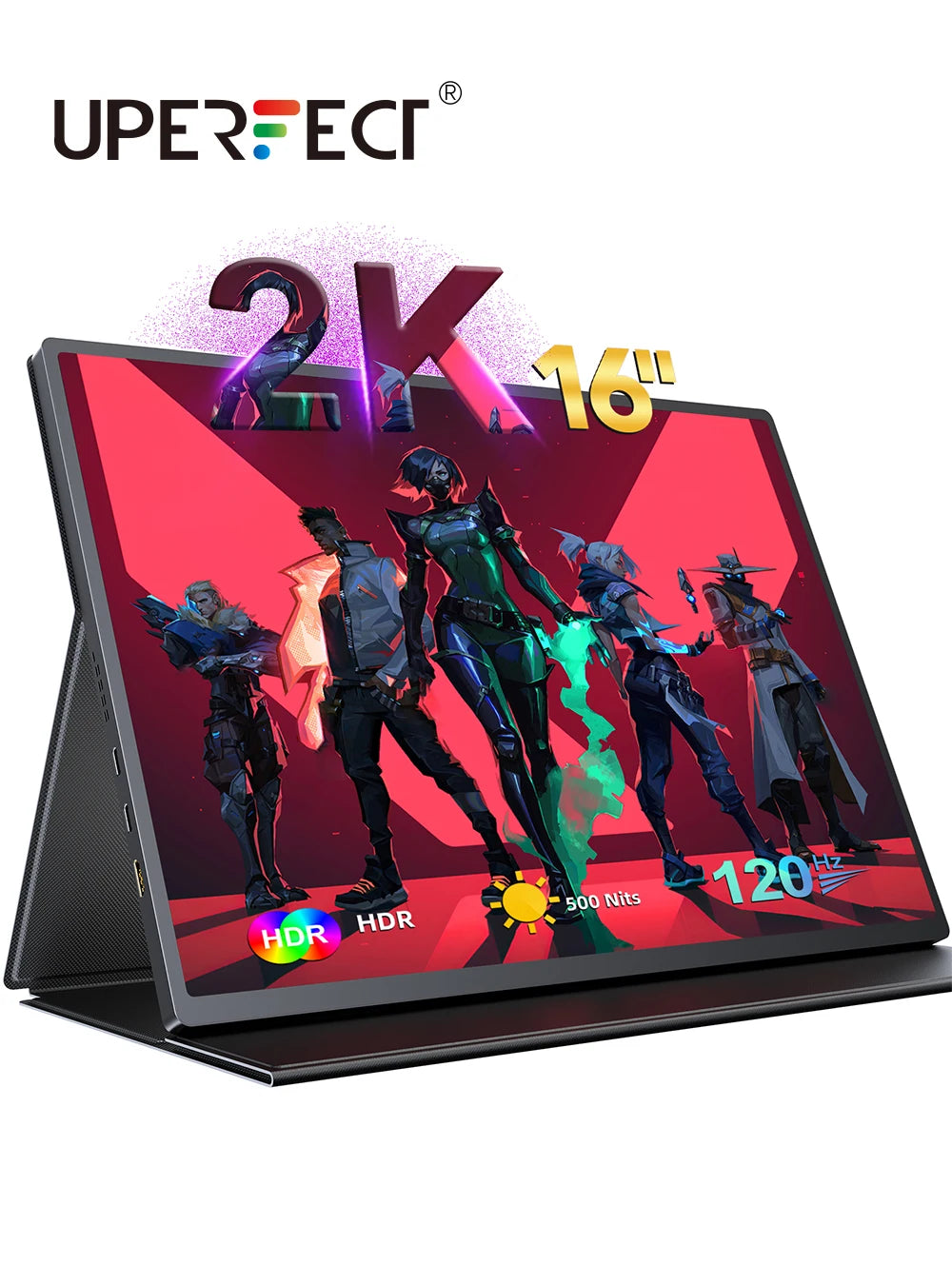 UPERFECT 16-Inch 2K Portable Monitor — 2560x1600, 16:10, 120Hz Gaming Display with 100% sRGB & 500Cd/m² for Xbox, PS5, Switch, Laptop & Mac