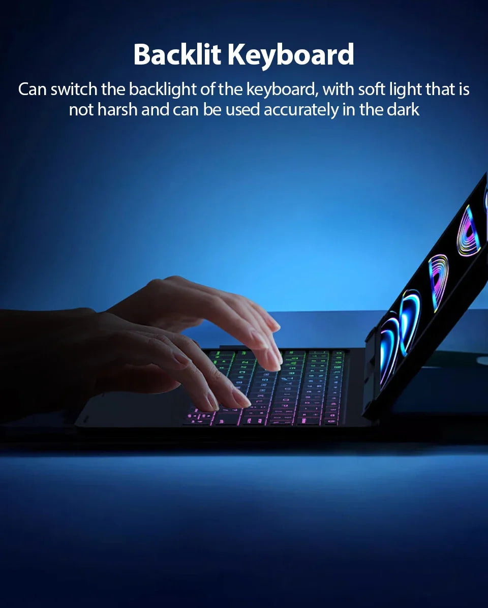 Magic Keyboard Case for iPad Air & Pro – Backlit Keyboard Cover for 11" & 12.9" (2024 M2, 7th-10th Gen)