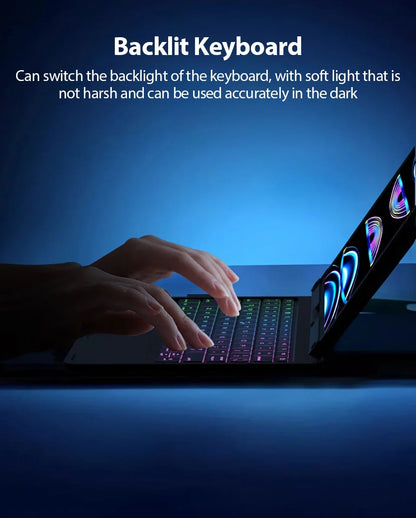 Magic Keyboard Case for iPad Air & Pro – Backlit Keyboard Cover for 11" & 12.9" (2024 M2, 7th-10th Gen)