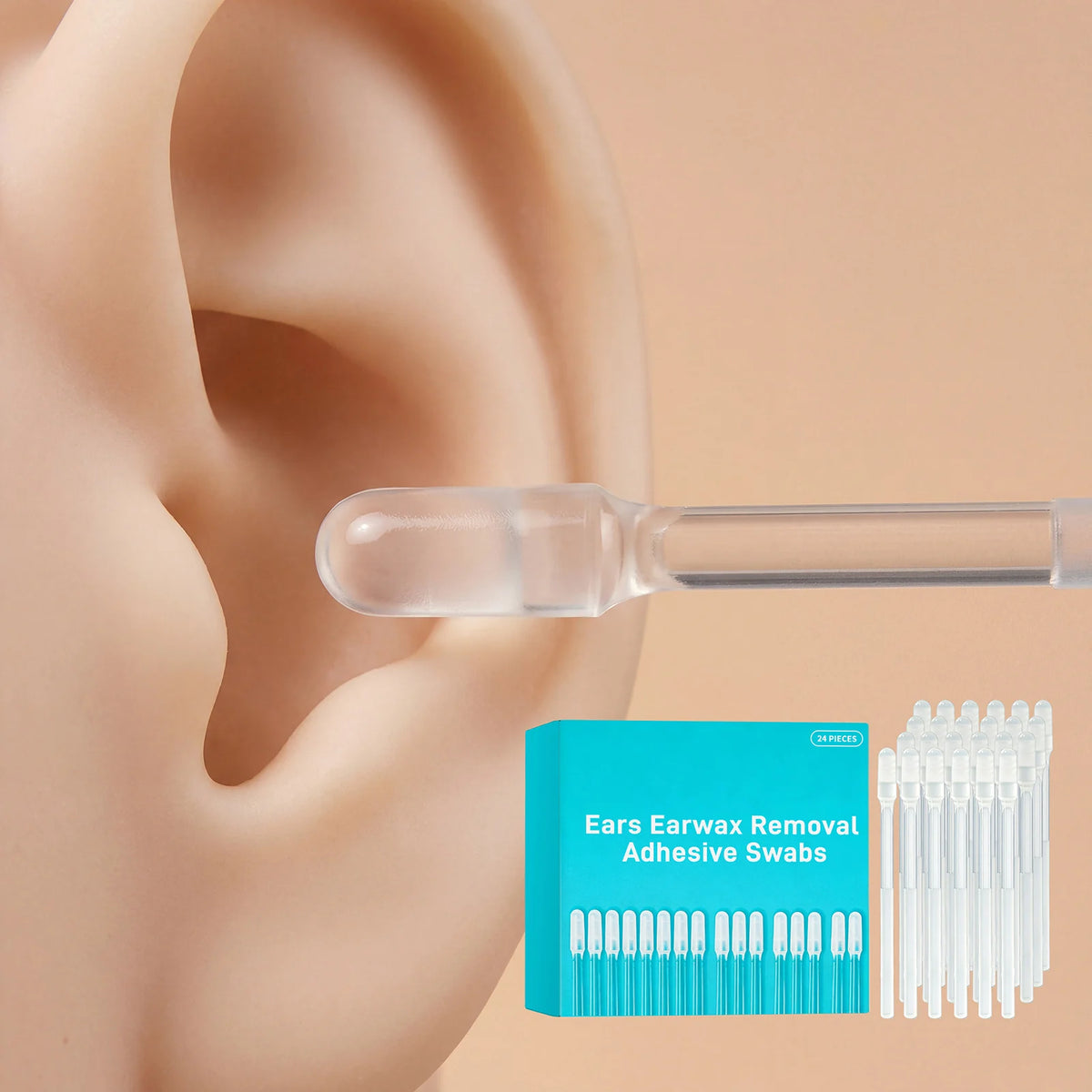 24-Piece Ear Wax Removal Kit - Soft Gel Ear Cleaning Sticks for Gentle Ear Care for Adults and Kids