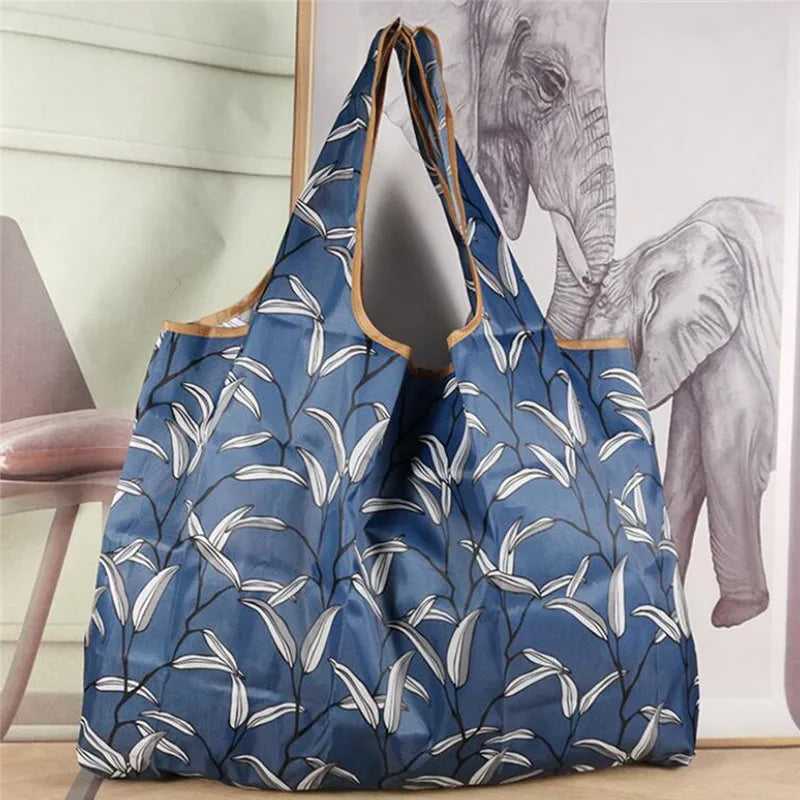 Thick Foldable Reusable Shopping Storage Bag – Large Capacity Waterproof Eco-Friendly Grocery Tote with Shoulder Strap for Supermarket & Travel