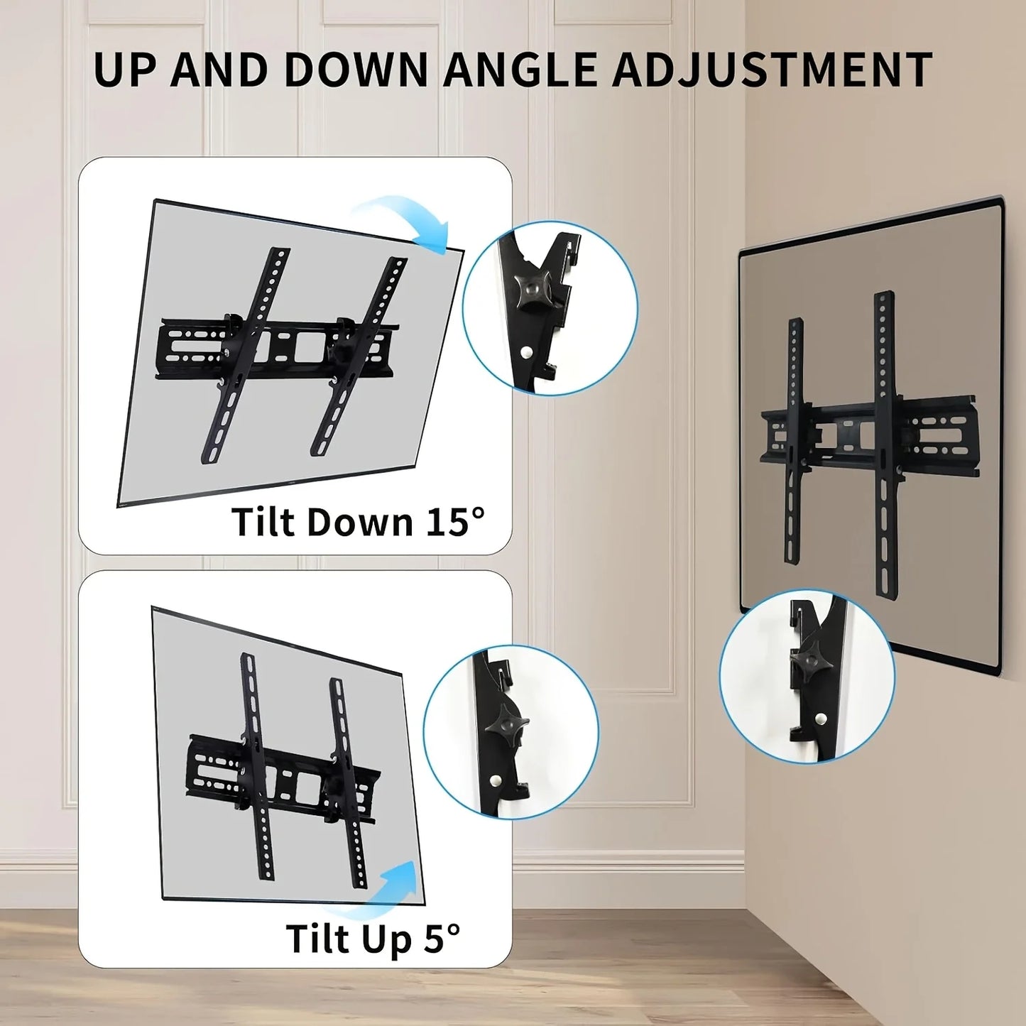 BEISHI Universal LED/LCD TV Wall Mount Bracket for 32–55 Inch – Tilt Adjustable Stand, Max 30kg Load, VESA 400x400mm Compatible