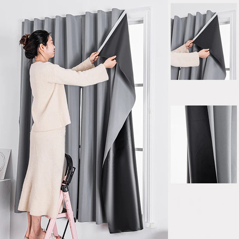 100% Blackout Self-Adhesive Curtain – Punch-Free Sunshade for Bedroom, Window, Door, and Balcony with Privacy and Insulation