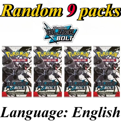 9 Pack Pokémon Trading Cards Set - English Booster Packs with Bright Stars, Prismatic Evolutions and Paldean Fates Gift Collection
