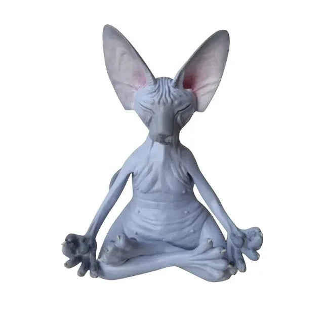 Whimsical Buddha Sphynx Cat Figurine – Meditation Yoga Happy Cat Sculpture for Garden & Home Decor