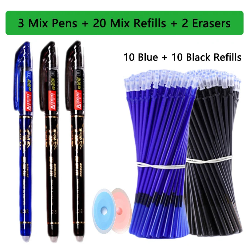 Kawaii Erasable Gel Pens 25-Piece Set - Cute School and Office Writing Pens for Notebooks and Stationery