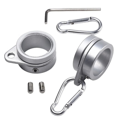 2-Piece Aluminum Flagpole Rings with Carabiners - 360° Rotating Anti-Wrap Mounting Clips for 0.75–1 Inch Flag Poles