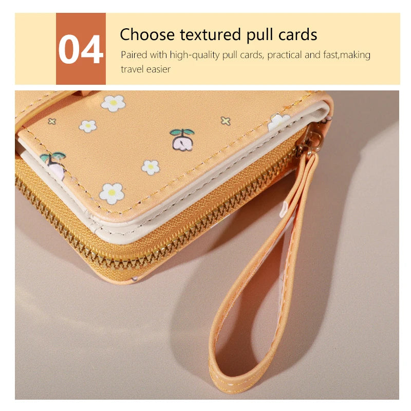 Flower Patterned Credit Card Holder – Small Zipper Card Case Wallet for Women & Men, Handheld and Compact