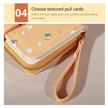 Flower Patterned Credit Card Holder – Small Zipper Card Case Wallet for Women & Men, Handheld and Compact
