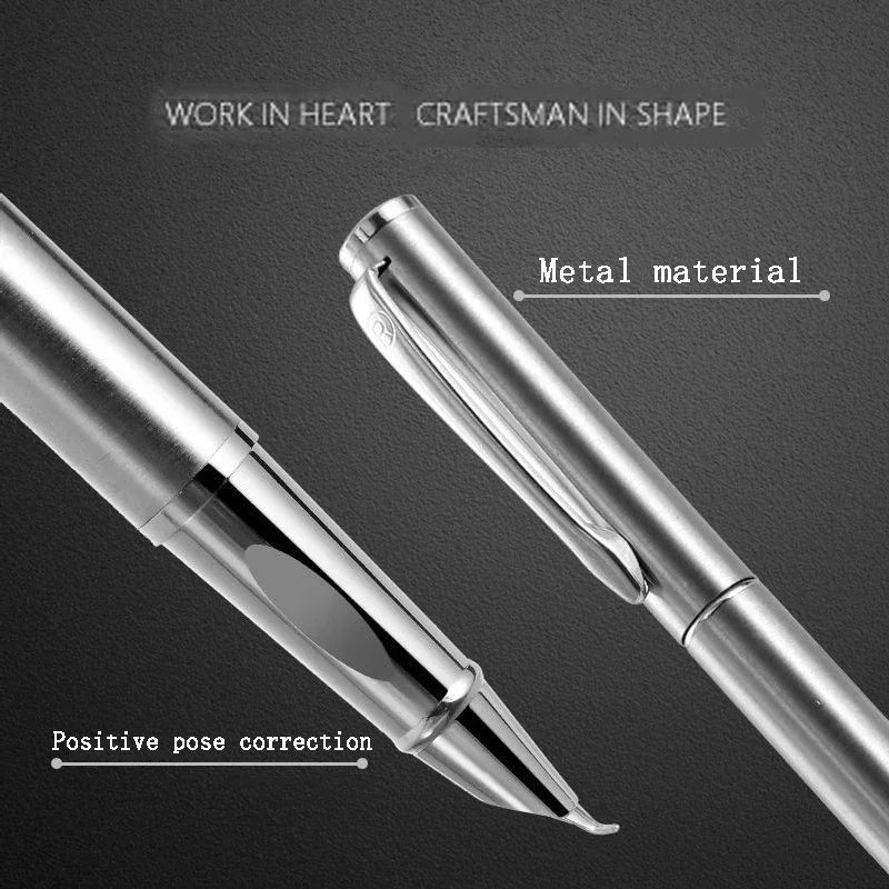 Luxury Metal Fountain Pen - Curved Nib 0.38/0.8/1.3mm Student Writing, Art, Signature & Office Stationery Pen