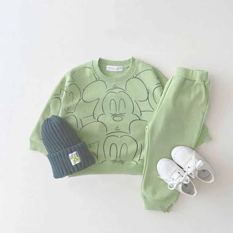 Designer Cartoon Tracksuit – Baby Boy & Girl Summer T-shirt & Shorts Set, Casual Solid Color Outfit