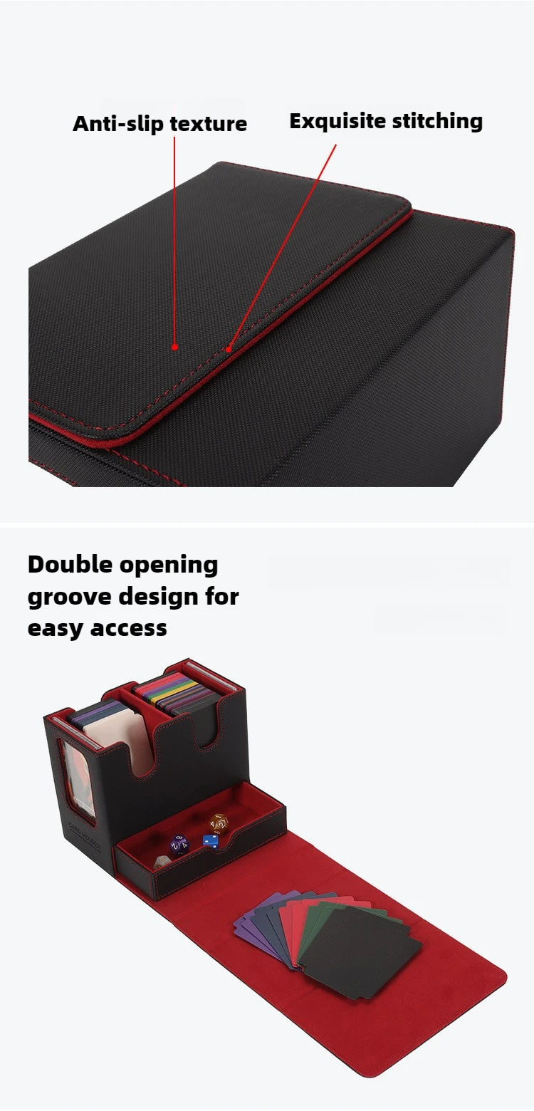 3-in-1 MTG Deck Box – Card Storage Case for 200+ Single-Sleeved TCG/CCG Cards with 4 Dividers & 2 Toploaders