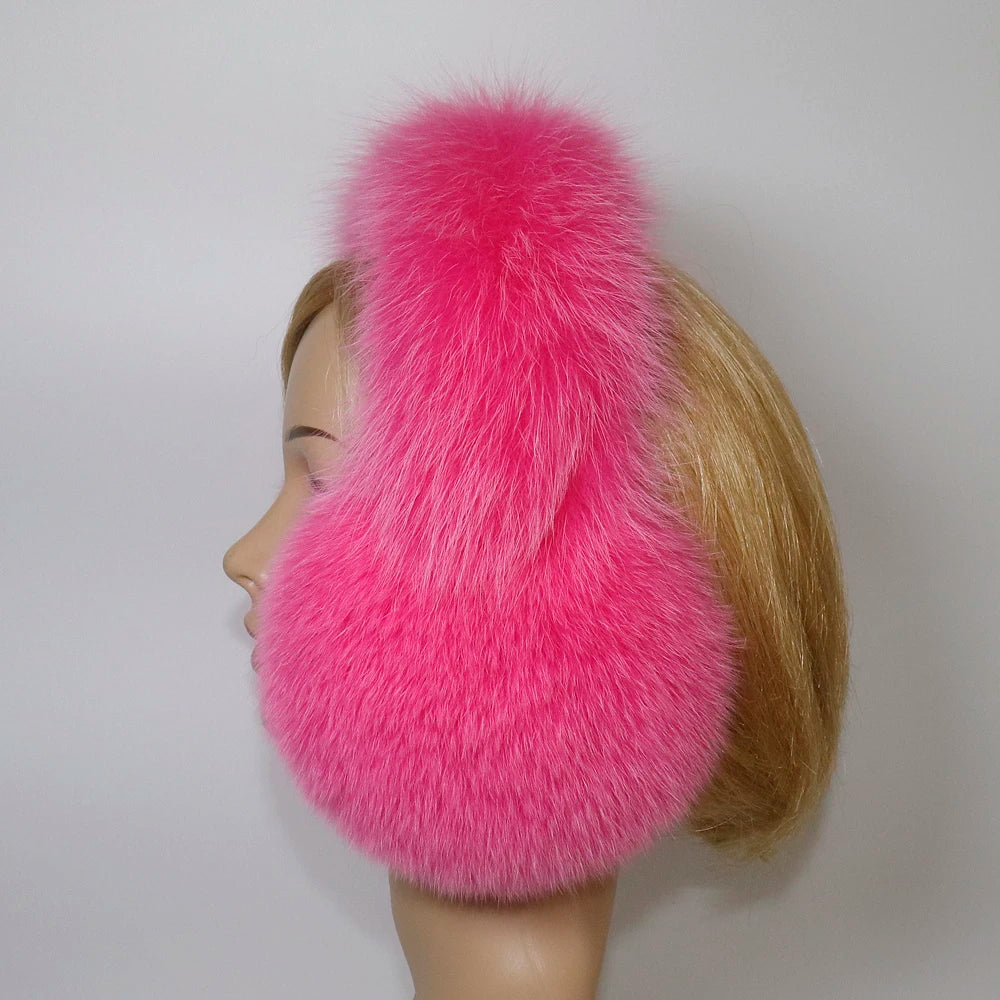 Real Fox & Raccoon Fur Earmuffs – Warm Winter Ear Warmer for Women and Girls, Plush Genuine Fur Accessory
