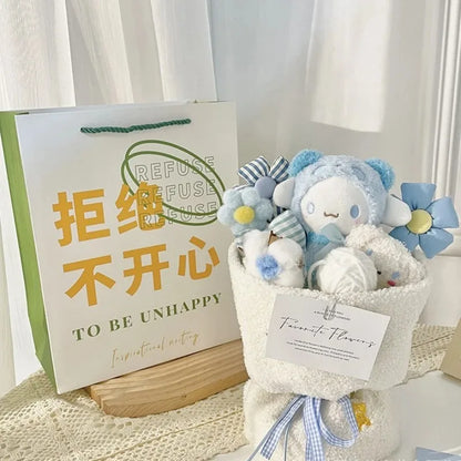 Sanrio Hello Kitty Plush Bouquet – Cute Cartoon Flowers with Cinnamoroll, Kuromi & My Melody Toys for Girls & Holiday Gifts