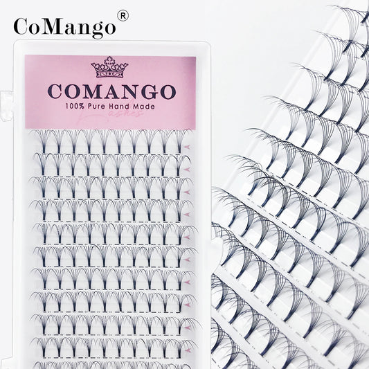 CoMango Premade Volume Fans Short Stem Russian Eyelash Extensions — 3D-10D Faux Mink Lashes Wholesale