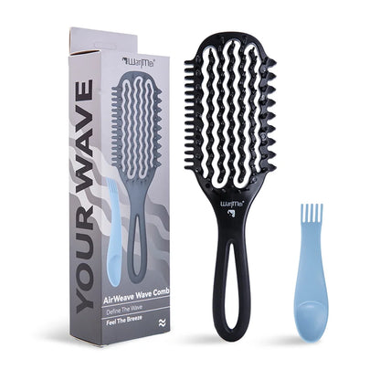 WANMEI Air Cushion Detangler Brush Set – Scalp Massage Comb, Cleaner & 52 Hair Bands, Anti-Frizz Wet/Dry Styling Tool